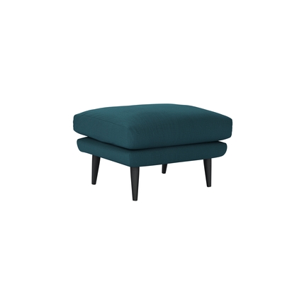 Holly Medium Rectangular Footstool in Evergreen Brushed Linen Cotton