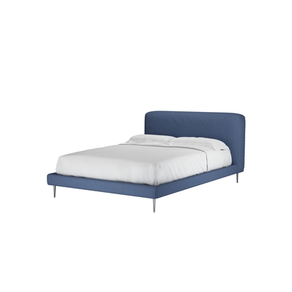 Lucy Double Bed in Oxford Blue Brushed Linen Cotton