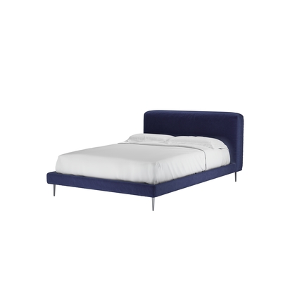 Lucy Double Bed in Prussian Blue Cotton Matt Velvet