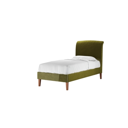 Thea Single Bed in Olive Cotton Matt Velvet