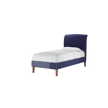 Thea Single Bed in Prussian Blue Cotton Matt Velvet