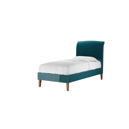 Thea Single Bed in Deep Turquoise Cotton Matt Velvet