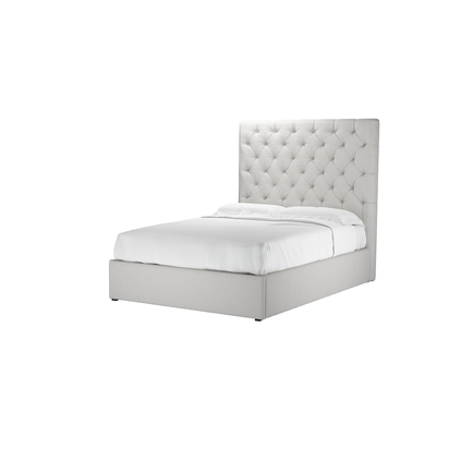 Rosalie 150cm Double Ottoman Bed in Alabaster Brushed Linen Cotton
