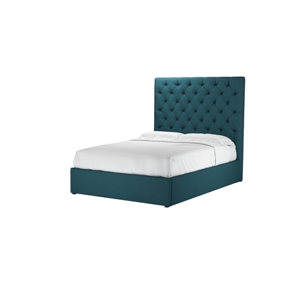 Rosalie 150cm Double Ottoman Bed in Evergreen Brushed Linen Cotton