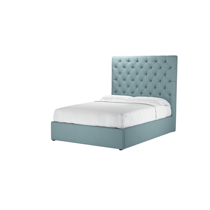 Rosalie 150cm Double Ottoman Bed in Lagoon Brushed Linen Cotton
