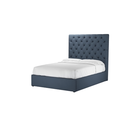 Rosalie 150cm Double Ottoman Bed in Midnight Blue Brushed Linen Cotton