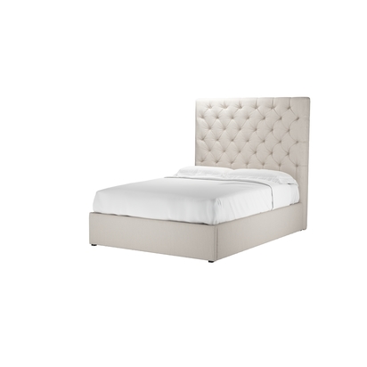 Rosalie 150cm Double Ottoman Bed in Taupe Brushed Linen Cotton