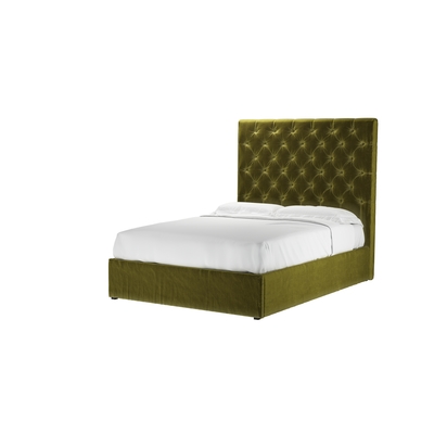 Rosalie 150cm Double Ottoman Bed in Olive Cotton Matt Velvet
