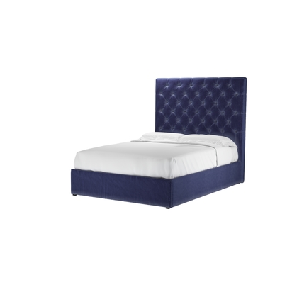 Rosalie 150cm Double Ottoman Bed in Prussian Blue Cotton Matt Velvet