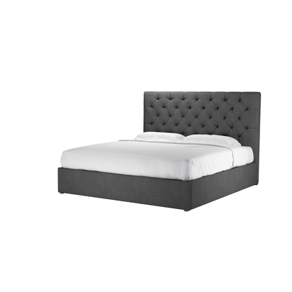 Rosalie 130cm Super King Ottoman Bed in Charcoal Brushed Linen Cotton