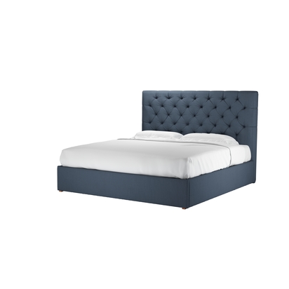 Rosalie 130cm Super King Ottoman Bed in Midnight Blue Brushed Linen Cotton