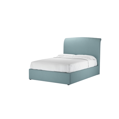 Thea Double Ottoman Bed in Lagoon Brushed Linen Cotton