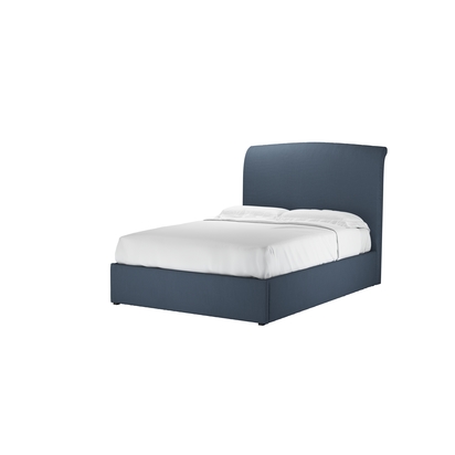 Thea Double Ottoman Bed in Midnight Blue Brushed Linen Cotton