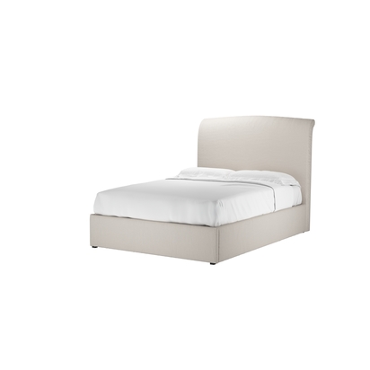 Thea Double Ottoman Bed in Taupe Brushed Linen Cotton