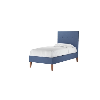 Avery 130cm Single Bed in Oxford Blue Brushed Linen Cotton