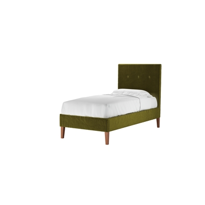 Avery 130cm Single Bed in Olive Cotton Matt Velvet