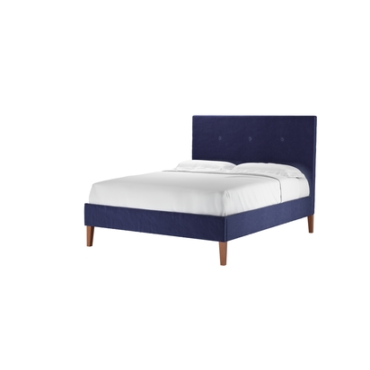 Avery 130cm King Bed in Prussian Blue Cotton Matt Velvet
