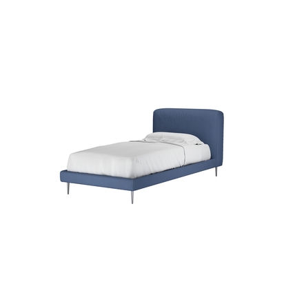 Lucy Single Bed in Oxford Blue Brushed Linen Cotton