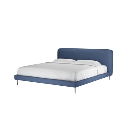 Lucy Super King Bed in Oxford Blue Brushed Linen Cotton