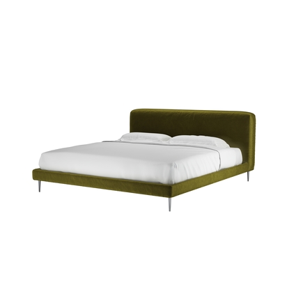Lucy Super King Bed in Olive Cotton Matt Velvet
