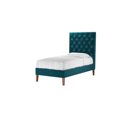 Rosalie 150cm Single Bed in Deep Turquoise Cotton Matt Velvet