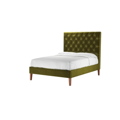 Rosalie 150cm Double Bed in Olive Cotton Matt Velvet
