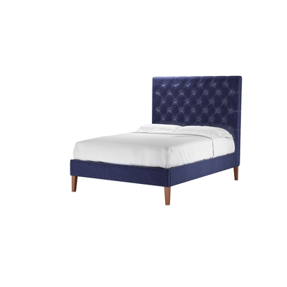 Rosalie 150cm Double Bed in Prussian Blue Cotton Matt Velvet