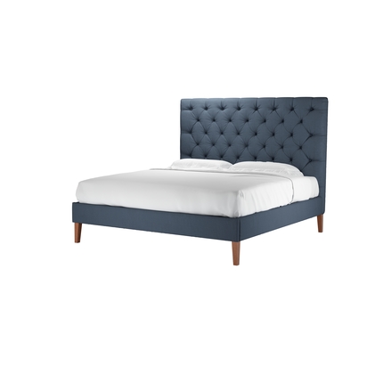 Rosalie 150cm Super King Bed in Midnight Blue Brushed Linen Cotton