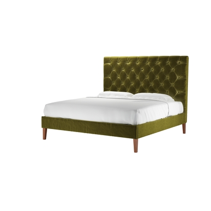 Rosalie 150cm Super King Bed in Olive Cotton Matt Velvet