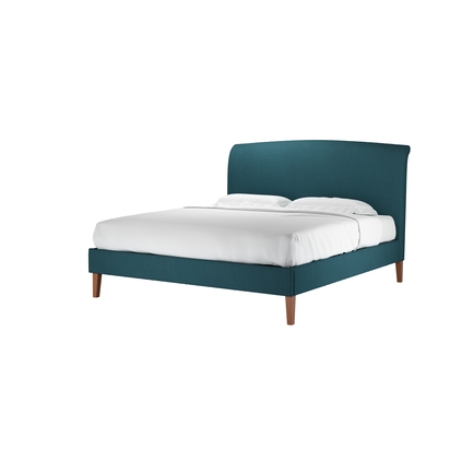 Thea Super King Bed in Evergreen Brushed Linen Cotton