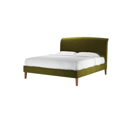 Thea Super King Bed in Olive Cotton Matt Velvet