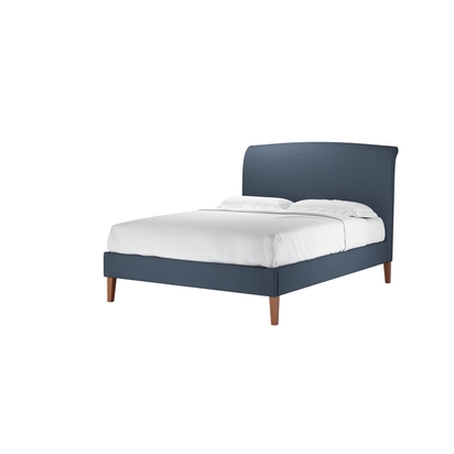 Thea King Bed in Midnight Blue Brushed Linen Cotton