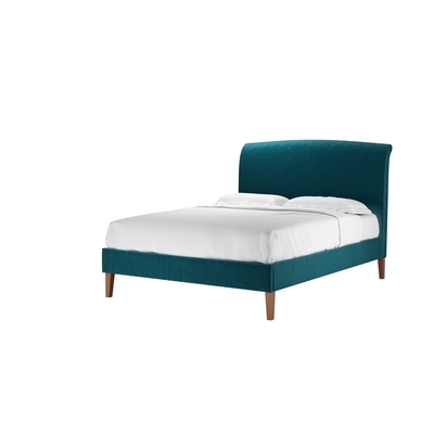Thea King Bed in Deep Turquoise Cotton Matt Velvet