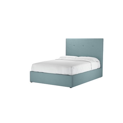Avery 130cm Double Ottoman Bed in Lagoon Brushed Linen Cotton