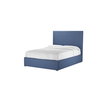 Avery 130cm Double Ottoman Bed in Oxford Blue Brushed Linen Cotton