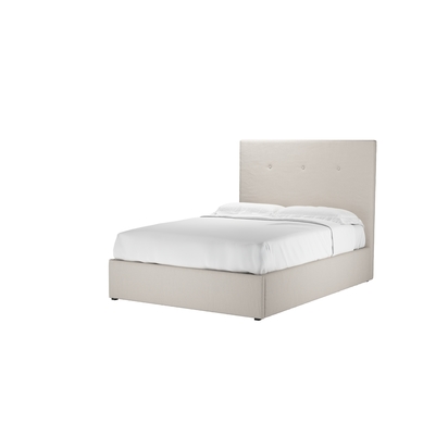 Avery 130cm Double Ottoman Bed in Taupe Brushed Linen Cotton