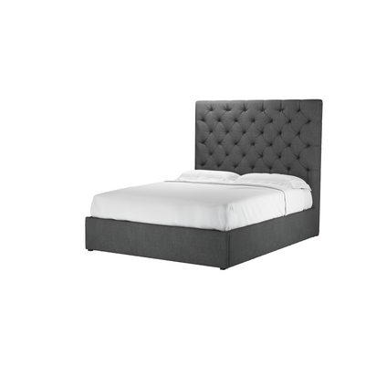 Rosalie 150cm King Ottoman Bed in Charcoal Brushed Linen Cotton