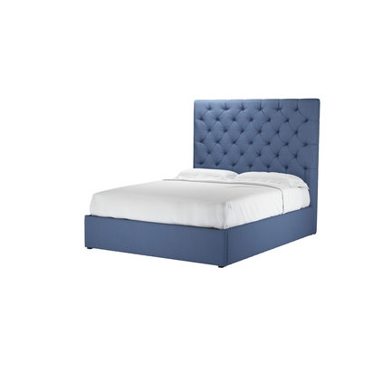 Rosalie 150cm King Ottoman Bed in Oxford Blue Brushed Linen Cotton