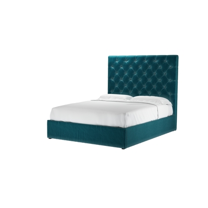 Rosalie 150cm King Ottoman Bed in Deep Turquoise Cotton Matt Velvet