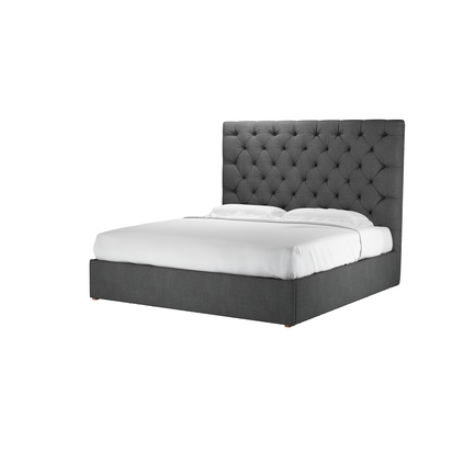 Rosalie 150cm Super King Ottoman Bed in Charcoal Brushed Linen Cotton