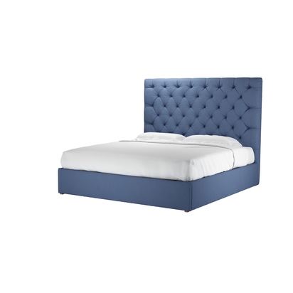 Rosalie 150cm Super King Ottoman Bed in Oxford Blue Brushed Linen Cotton