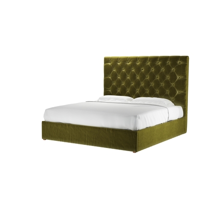 Rosalie 150cm Super King Ottoman Bed in Olive Cotton Matt Velvet