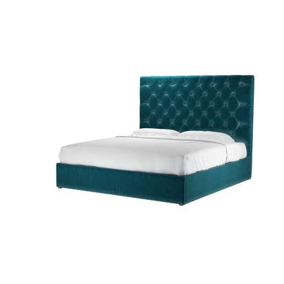 Rosalie 150cm Super King Ottoman Bed in Deep Turquoise Cotton Matt Velvet