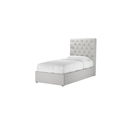 Rosalie 130cm Single Ottoman Bed in Alabaster Brushed Linen Cotton
