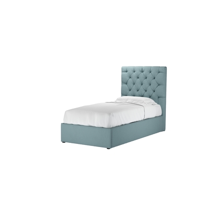 Rosalie 130cm Single Ottoman Bed in Lagoon Brushed Linen Cotton