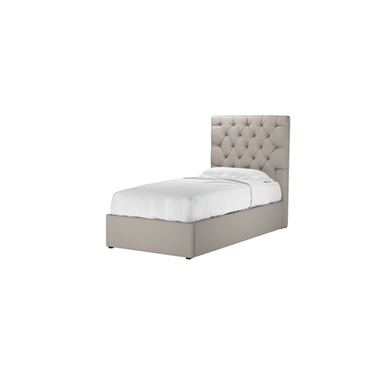 Rosalie 130cm Single Ottoman Bed in Stone Brushed Linen Cotton
