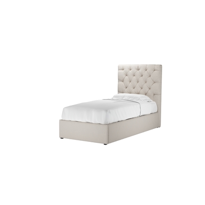 Rosalie 130cm Single Ottoman Bed in Taupe Brushed Linen Cotton
