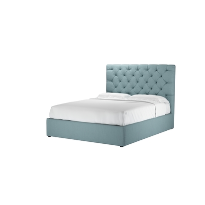 Rosalie 130cm King Ottoman Bed in Lagoon Brushed Linen Cotton