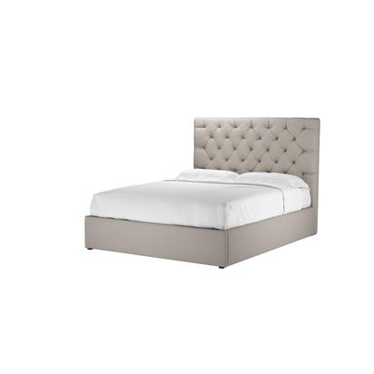 Rosalie 130cm King Ottoman Bed in Stone Brushed Linen Cotton