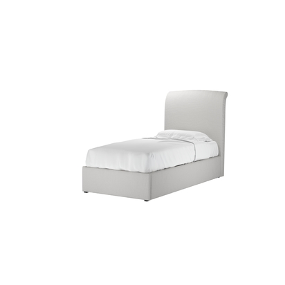 Thea Single Ottoman Bed in Alabaster Brushed Linen Cotton
